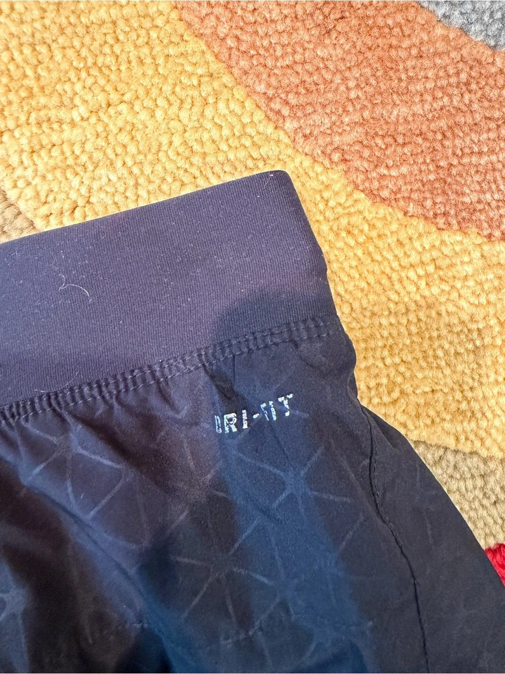 Nike Dri Fit Geometric Print Running Shorts Drawstring Black Women’s Size Medium